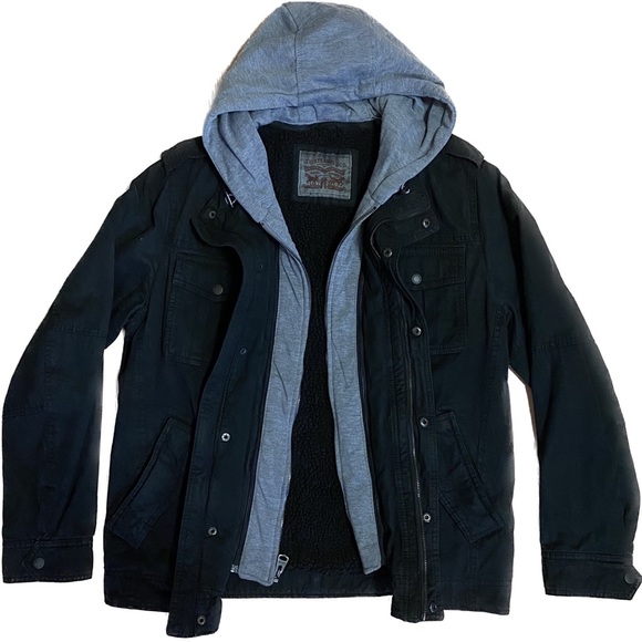 Levi’s Men’s Washed Cotton Hooded Military Jacket - Picture 1 of 6